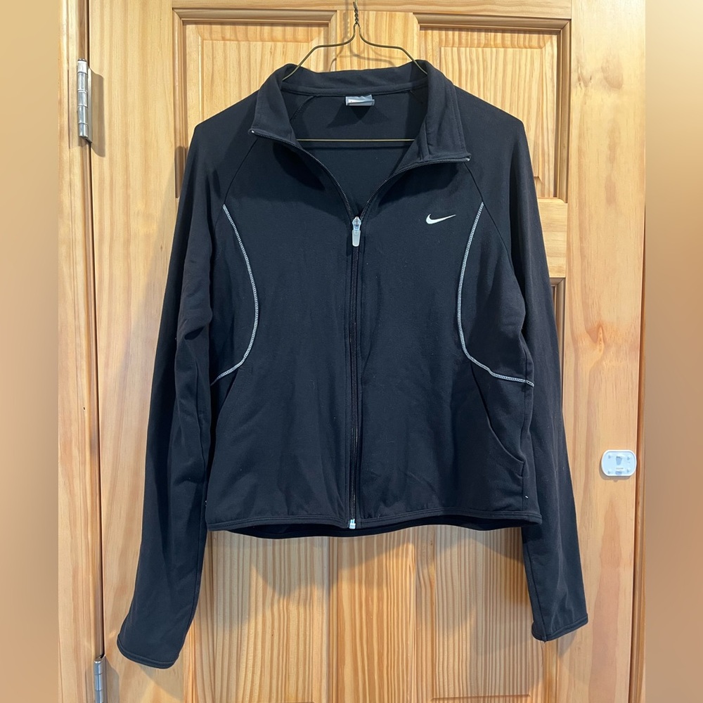 Women L Nike Cropped Stretch Full Zip Jacket Gym Sportswear Activewear Athletic